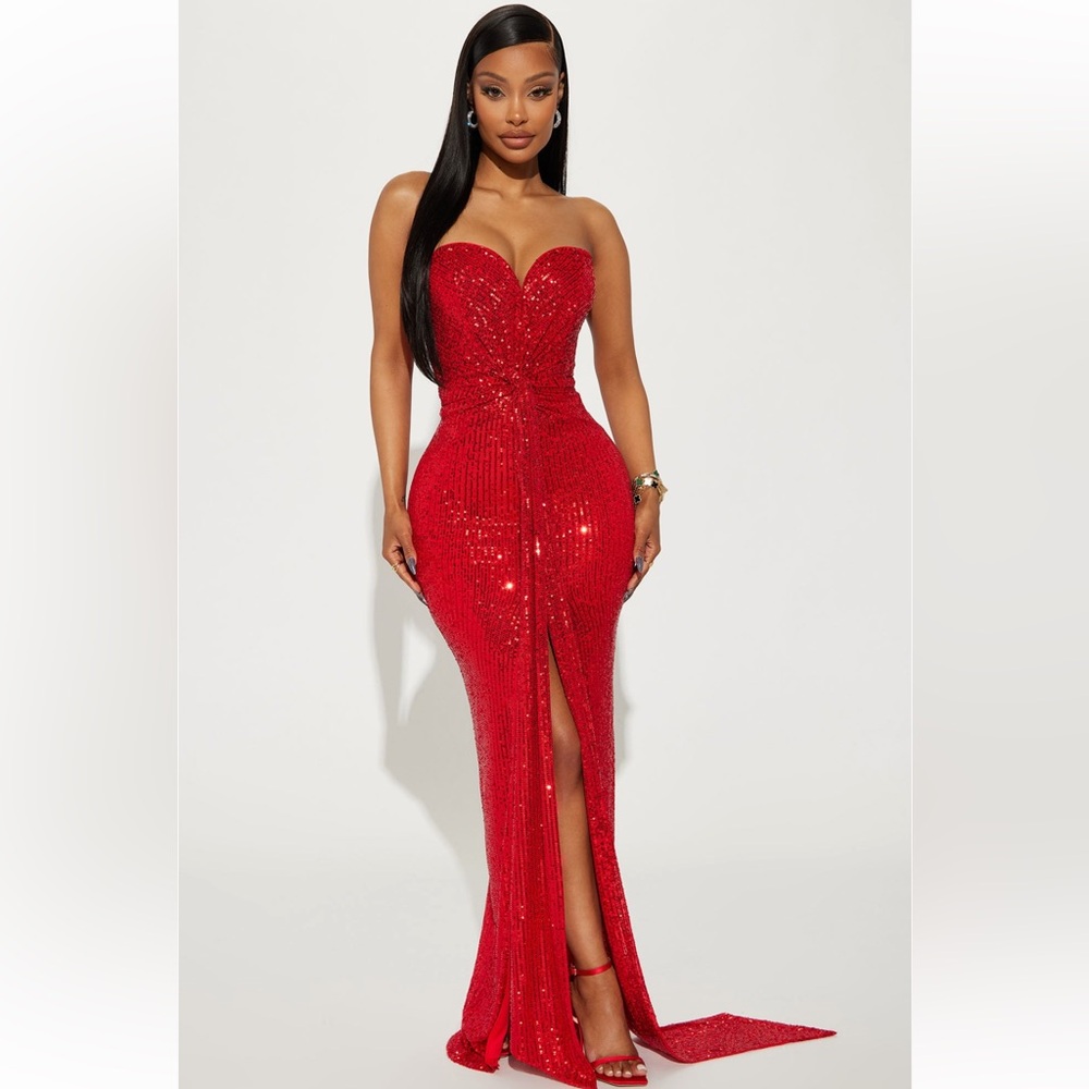 Red Sequin Maxi Dress